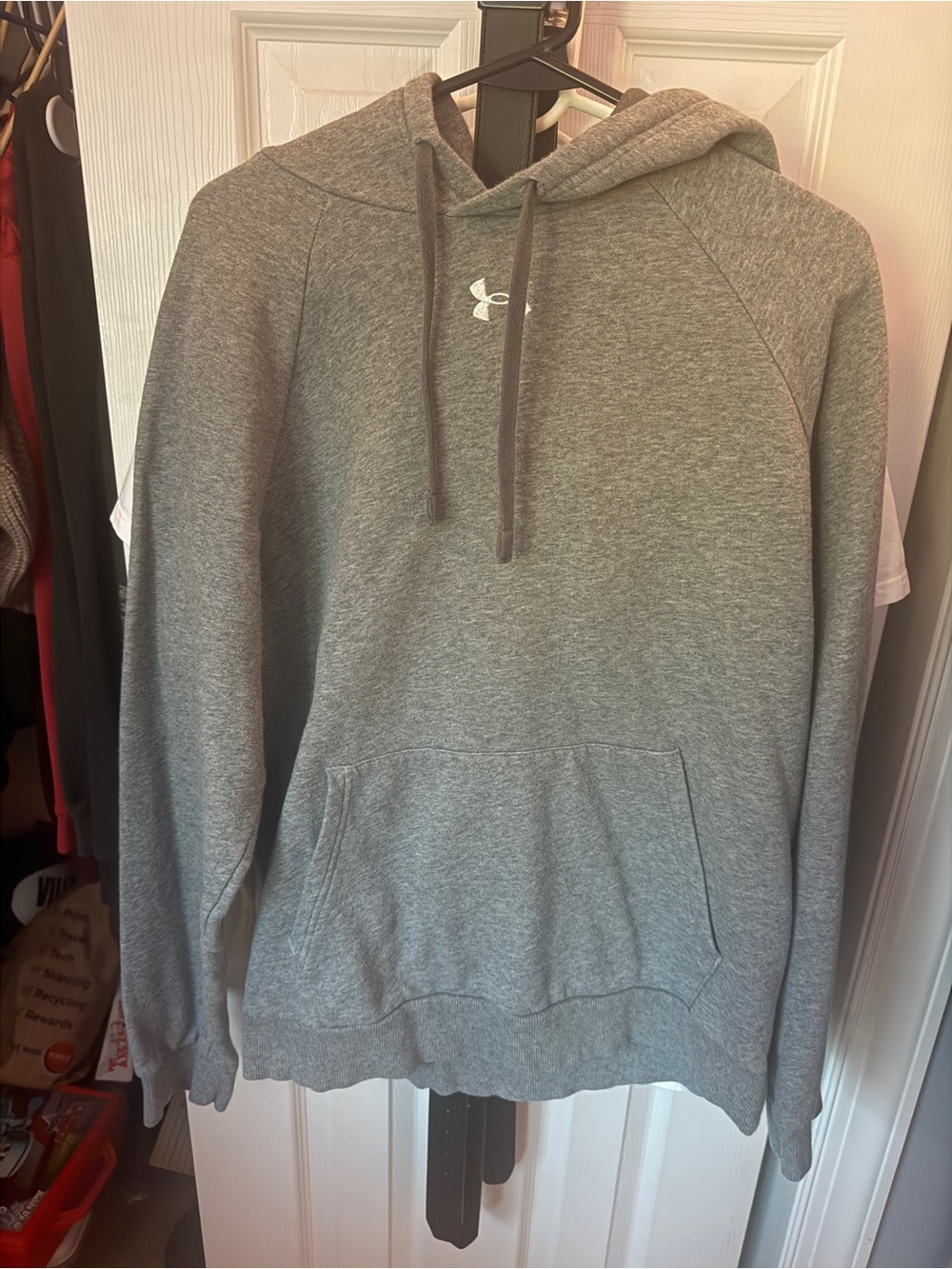 Under Armour Heather Gray Pullover Hoodie with Logo
